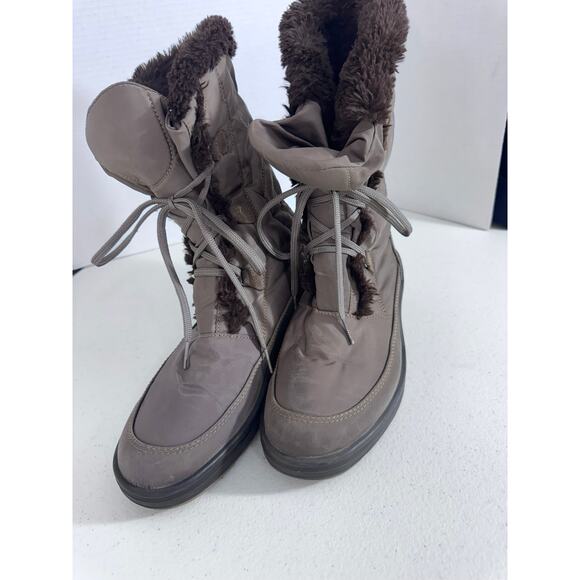 "PAJAR" Vintage Brown Fur Boots Tan Spike Bottoms Snow Boots SZ 7.5 Insulated - Picture 3 of 11